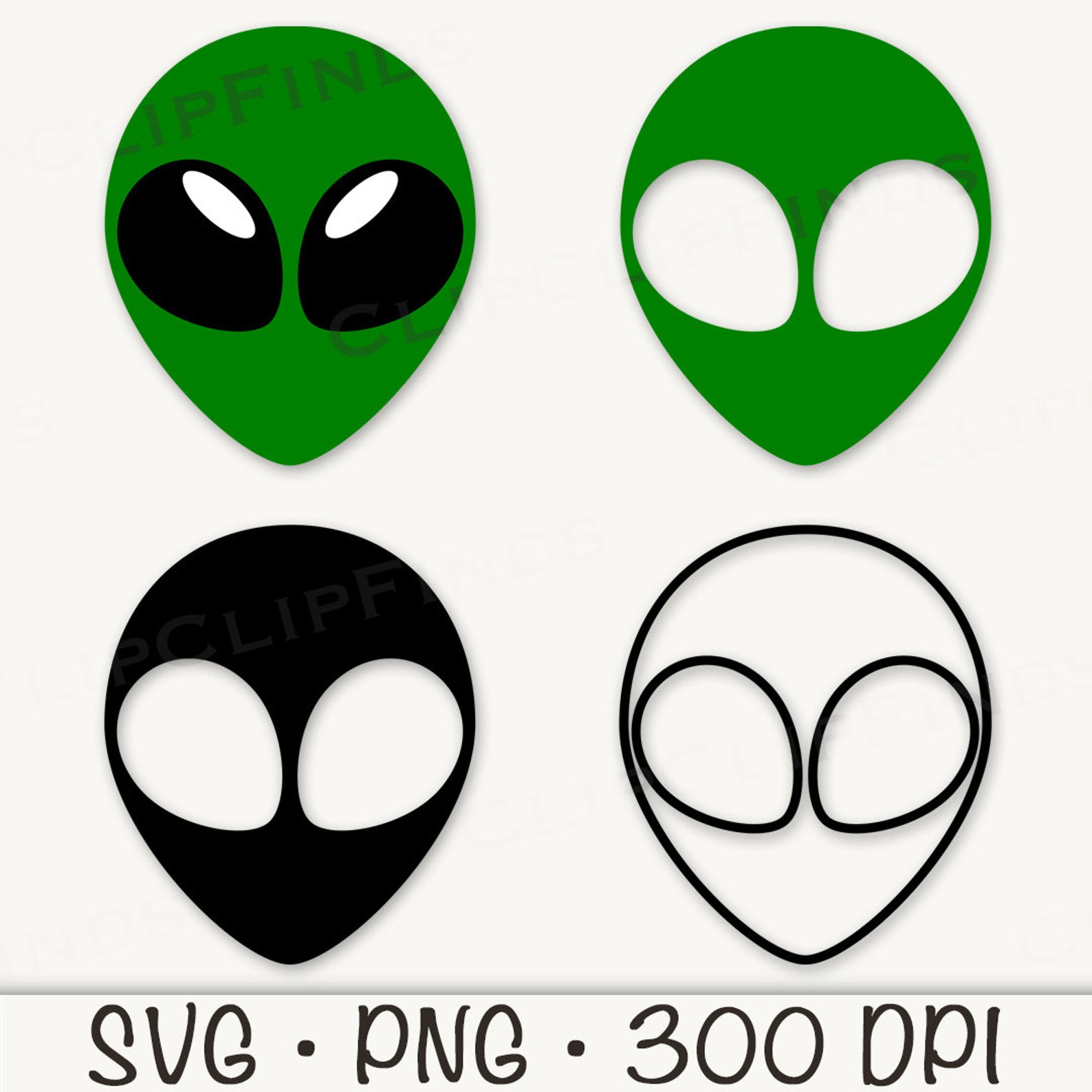 Alien Face SVG: UFO Head Clip Art (digital Download) - Etsy