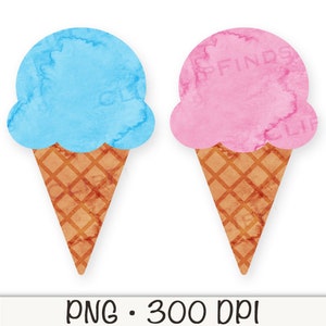Aquarell Eistüte, Aquarell Eistüte PNG, Clipart, Blau, Pink, Erdbeere, Preppy, Ästhetik, Gender, digitaler Download