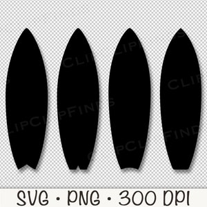 May include: Three black silhouette surfboards, each with a rounded top and a pointed bottom.