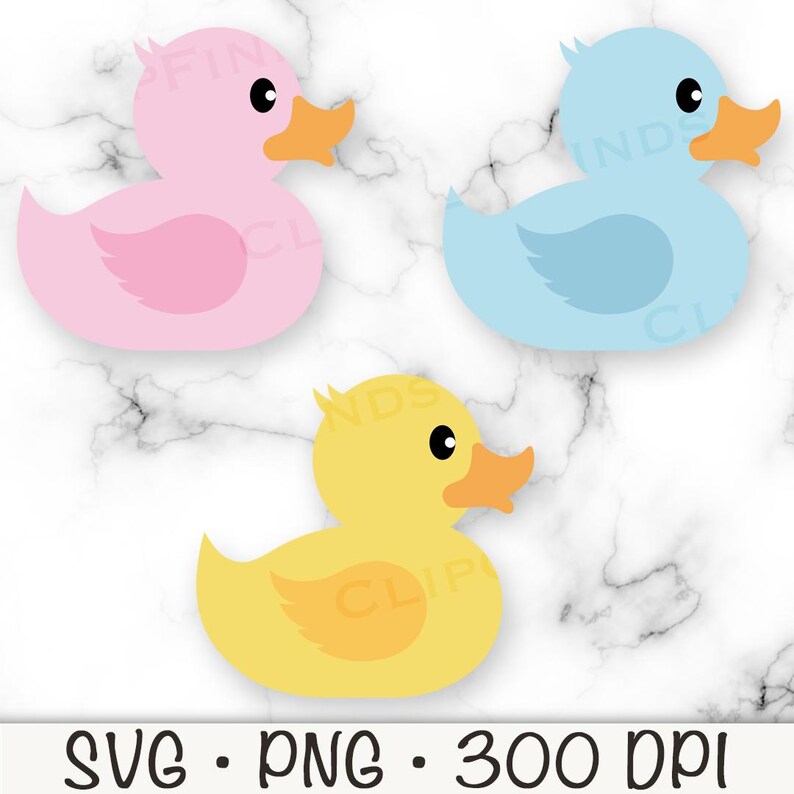 May include: Three rubber duck toys in different colours: pink, blue and yellow. The ducks are facing the right side of the image.