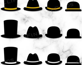 Hat SVG, Hats Bundle PNG, Prop Hats, Men's Hats SVG, Gentlemen's Hat, Top Hat Svg, Digital Download