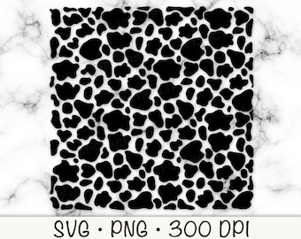 Cow Print Pattern: Black and White SVG, PNG (Digital Download)