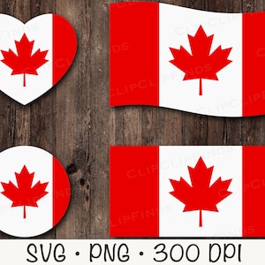 Canadian Flag SVG, Canadian Flag Circle, Canadian Flag Heart, Vector Cut File and PNG Transparent Background, Instant Digital Download