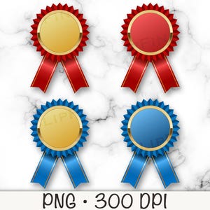 Award Ribbon Medaille Clipart, Rosette Ribbon Clipart, Erster Platz, Award PNG, Goldmedaille, Blau, Rot, Zertifikat, Sofortiger digitaler Download
