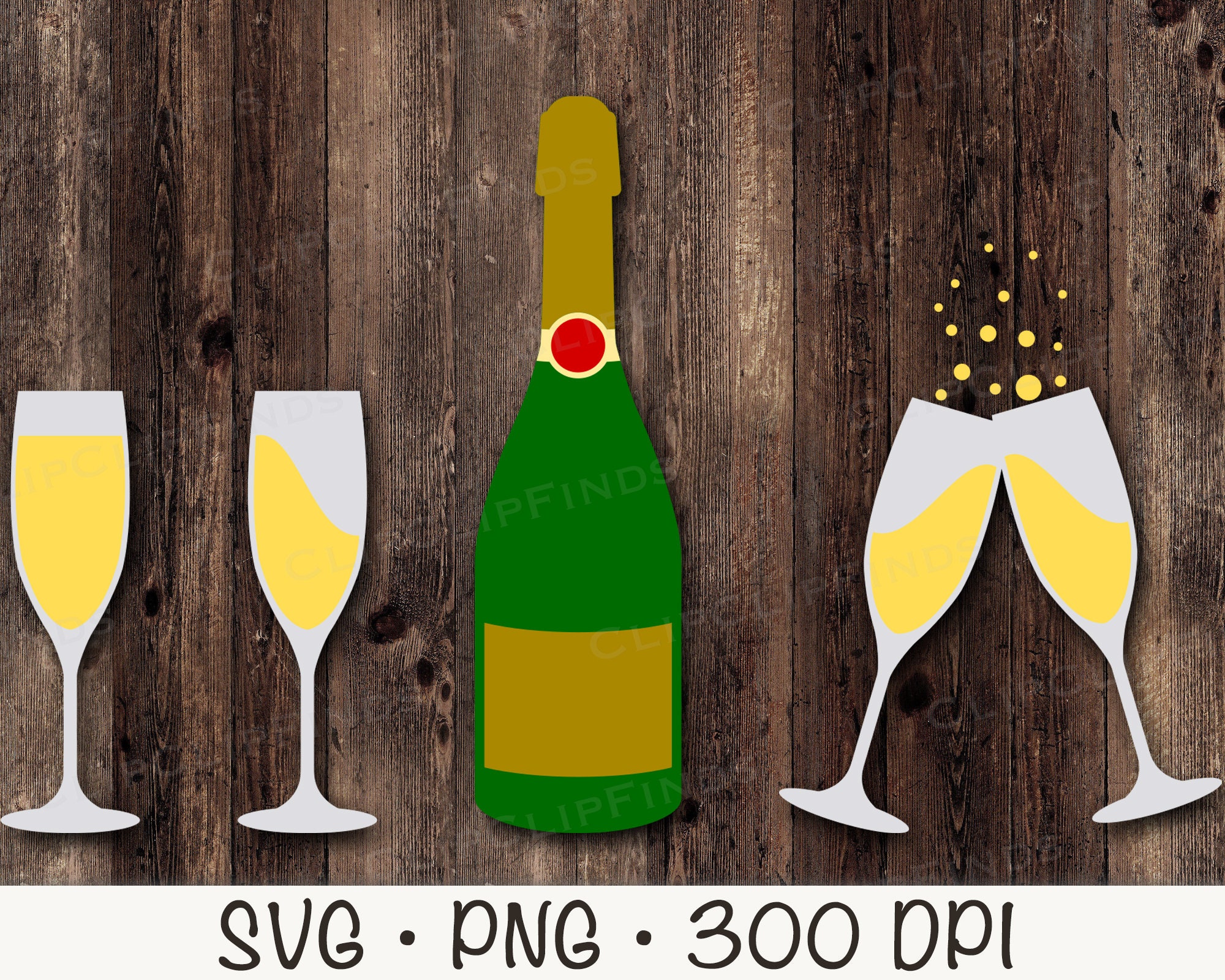Champagne Glass Flutes Cheer Champagne Bottle New Year SVG Etsy