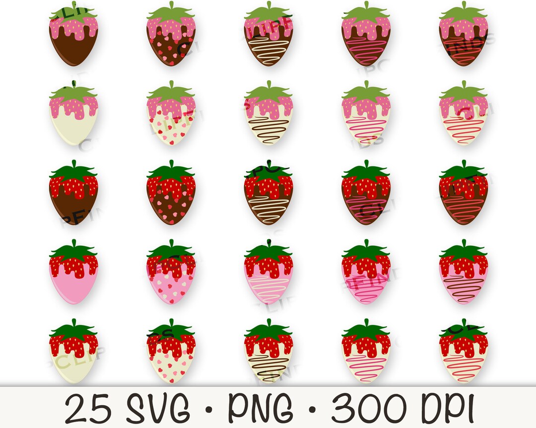 Chocolate Covered Strawberries, Strawberry SVG, PNG, Clipart, Instant
