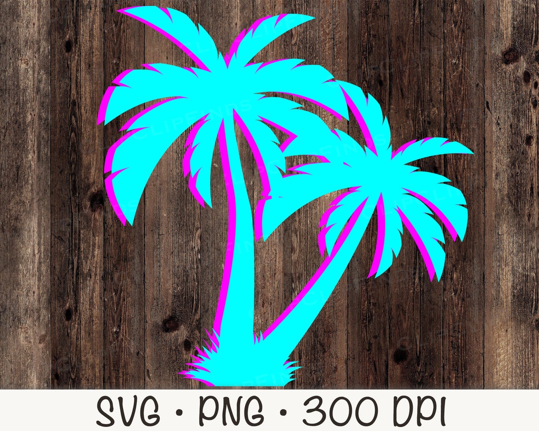 Retro Palm Trees SVG Vector Cut File and PNG Transparent Background