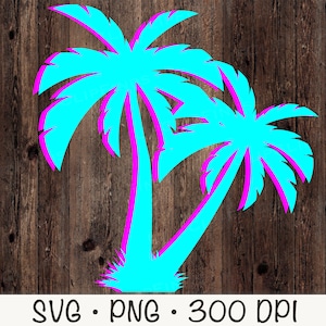 Palmiers rétro vecteur SVG coupe fichier et PNG fond transparent Clip Art téléchargement immédiat