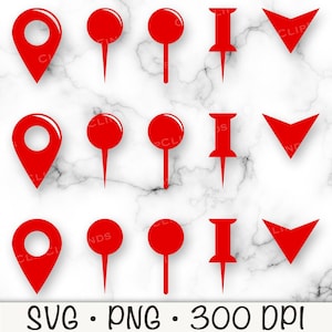 Location Map Pin SVG, Location Sign Silhouette, Red Location Pin, Push Pin PNG, Location Marker, GPS, Travel, Digital Download File