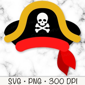 Pirate Hat SVG, Pirate Hat PNG, Cute Pirate Hat, Kid&#39;s Pirate Theme Party, Clipart, Instant Digital Download