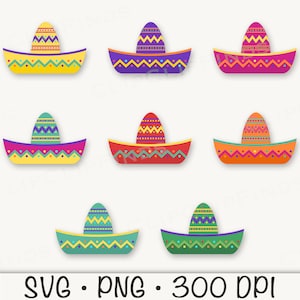 Mexikansk Sombrero SVG, Mexikansk Sombrero Clipart, Sombrero Bundle, Cinco De Mayo PNG, Fiesta, Digital nedladdning bild 4