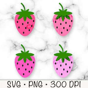 Fraise SVG, PNG fraise, fraise rose, Clipart, mignon, dessinés à la main, thème fraise, vecteur, sublimation, fichier en téléchargement numérique