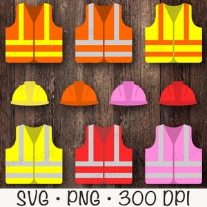 Bau Sicherheitsweste SVG, Pink, Rot, Gelb, Orange, Bau PNG, Mädchen Bau Helm Clip Art, sofortiger digitaler Download