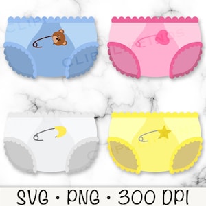 Fraldas SVG, fraldas PNG clipart, fralda azul, fralda rosa, fralda amarela, fralda branca, revelação de gênero, chá de bebê, download digital de pacote