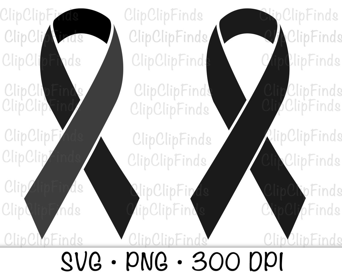 Black Awareness Ribbon SVG Vector Cut File PNG Transparent Etsy