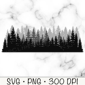 Pini SVG, Pini alberati PNG, Foresta di abeti, Esterno, Campeggio, Orso, Cervo, Selvaggio, Montagne, Sublimazione, Download digitale