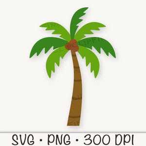 Palmera SVG, Palmera PNG, Clipart de cocotero, Árbol tropical, Árbol isleño, Verano, Árbol único, Vacaciones, Archivo de descarga digital