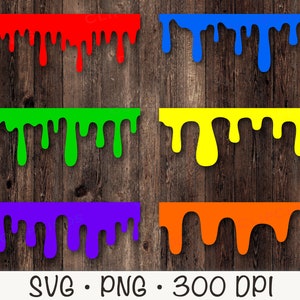 Farbe Tropfen SVG, Farbe Tropfen Clipart, tropfende Ränder, Farbe Tropfen PNG, bunte Farbe Tropfen, sofortiger digitaler Download