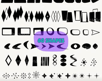 Atomic Shapes SVG, Mid-Century Silhouette PNG, Retro Atomic Frames, Modern, Vector, Digital Download File