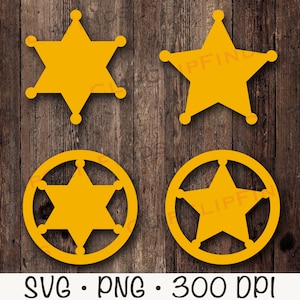 保安官バッジ SVG、保安官スター、保安官バッジ PNG、警察バッジ、ウエスタン カウボーイ バッジ、ロデオ、クリップ アート、インスタント デジタル ダウンロード