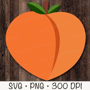 Peach SVG, Vector Cut File, Peach PNG, Peach Clipart, Transparent Background, Instant Digital Download