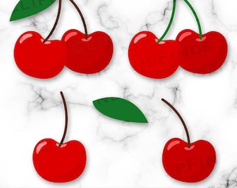 Kersen SVG, Kersen PNG, Kersen Clipart, Enkele kers, Twee kersen, Dubbele kers, Kersenbundel, Coquette, Digitale download