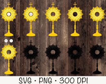 Lot d'ostensoirs, Eucharistie, corps du Christ, SVG, PNG, clipart, téléchargement numérique immédiat