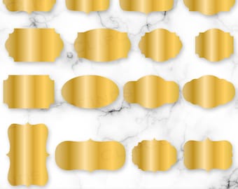 Gold Label Frames PNG, Digital Gold Label Graphics, Gold Tags Clipart, Classic Shapes, Fancy, Vintage, Digital Download