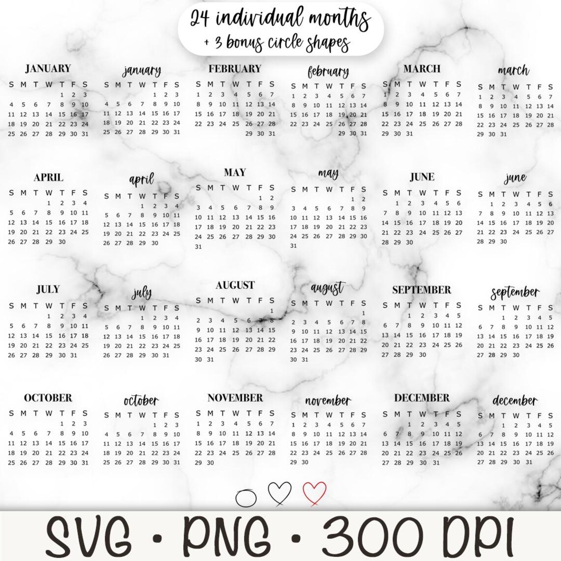 2026 Individual Months PNG, Calendar Builder SVG, Save the Date ...