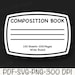 Composition Book Label SVG, Notebook Label PNG, Cover, School Supplies ...