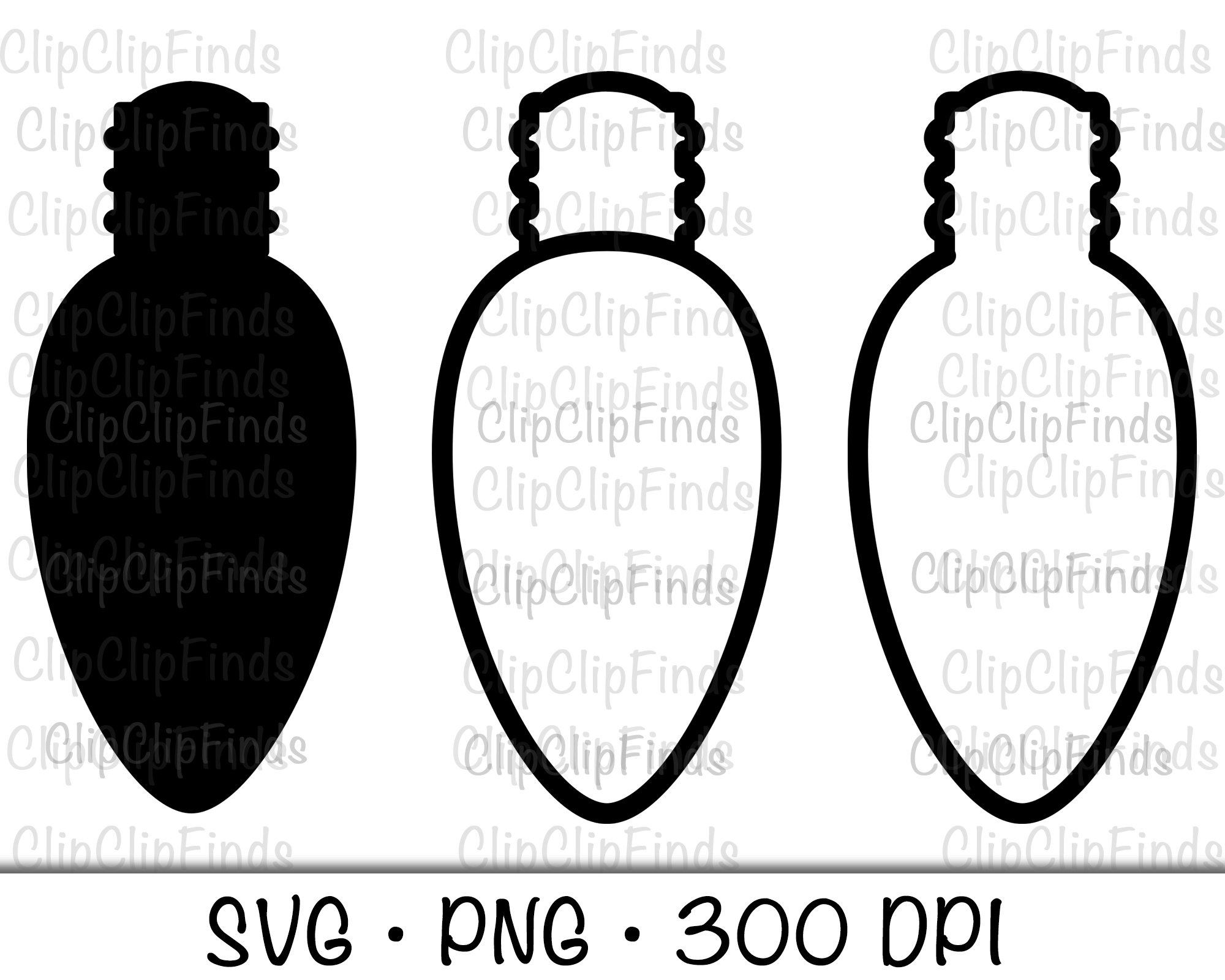 Christmas Light Bulb Clip Art Black And White