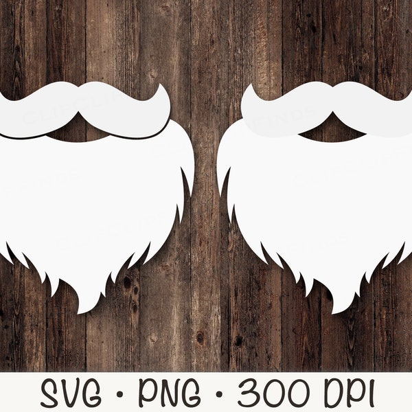 Santa Beard SVG, Santa Claus Beard and Mustache PNG, Instant Digital Download