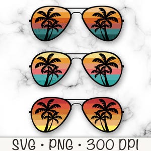Sunset Aviator Sunglasses PNG, Beach Sunglasses SVG, Palm Tree, Vacation, Retro Sunset, T-Shirt Design, Summer, Island,Digital Download File