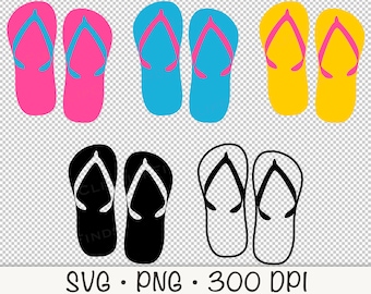 Flip Flop SVG, Sandals Outline, Flip Flip Clipart, Flip Flop Vector Cut  file, Summer PNG Transparent Background, Instant Digital Download