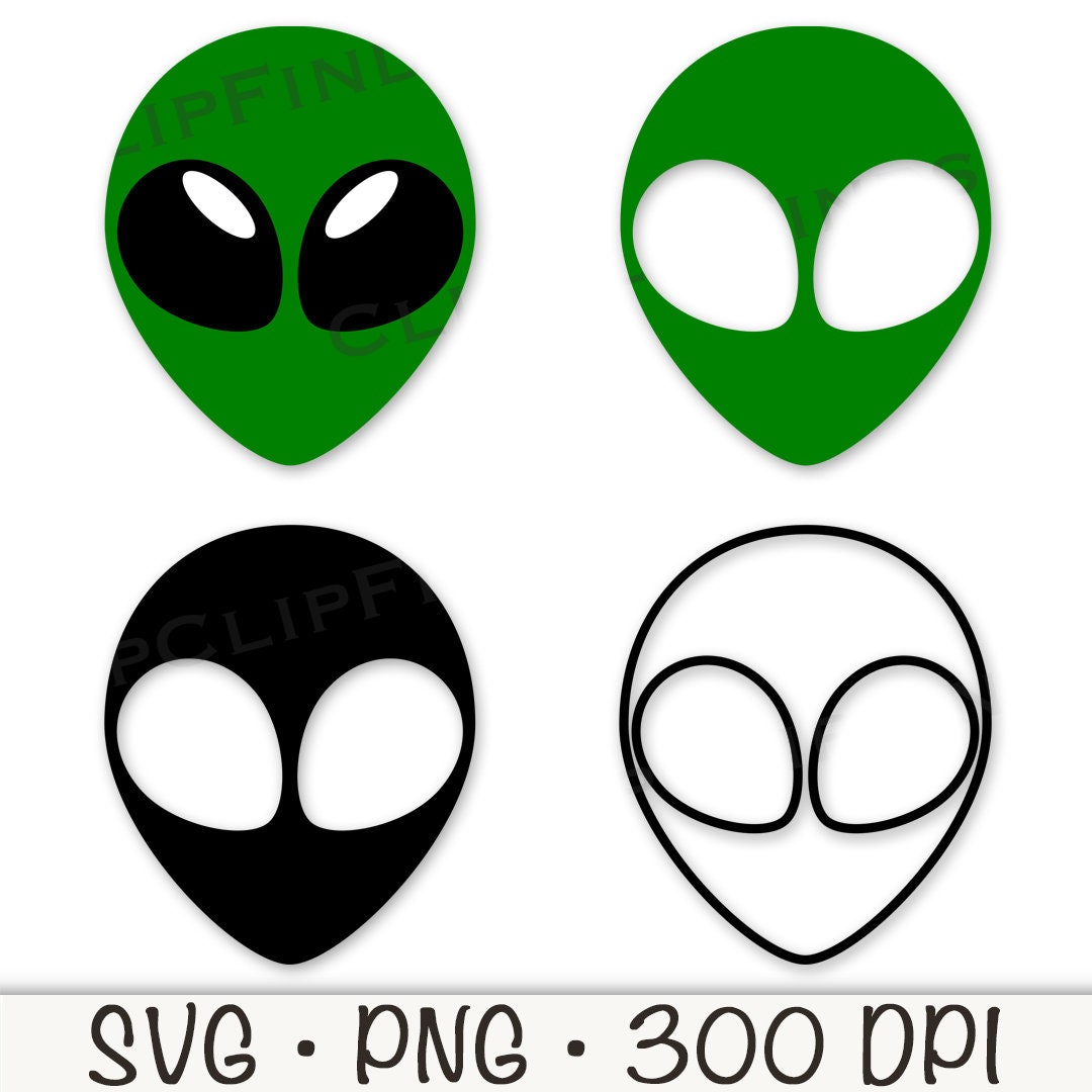 Alien Face SVG: UFO Head Clip Art (digital Download) - Etsy