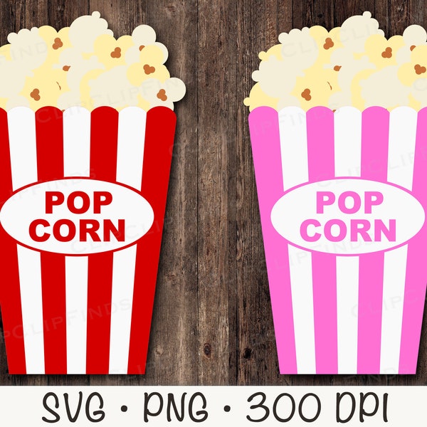 Popcorn, Movie Popcorn, Pink, Red, Popcorn SVG, Popcorn PNG, Popcorn Clip Art, Instant Digital Download