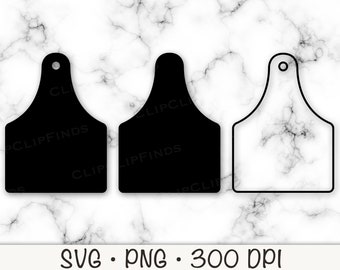 Cow Tag SVG, Cow Tag Outline, Cow Tag PNG, Cow Tag Silhouette, Instant Digital Download