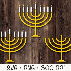 Clipart menorah, menorah SVG, PNG, menorah éclairée, fête juive, bougies blanches, téléchargement numérique instantané