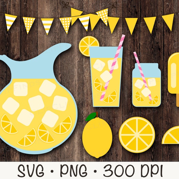 Lemonade Clip Art, Lemonade Bundle Pack, Lemon, SVG, PNG, Clip Art, Instant Digital Download