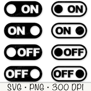Mode On/off SVG Bundle: Toggle Switch Power Button Clipart (digital ...