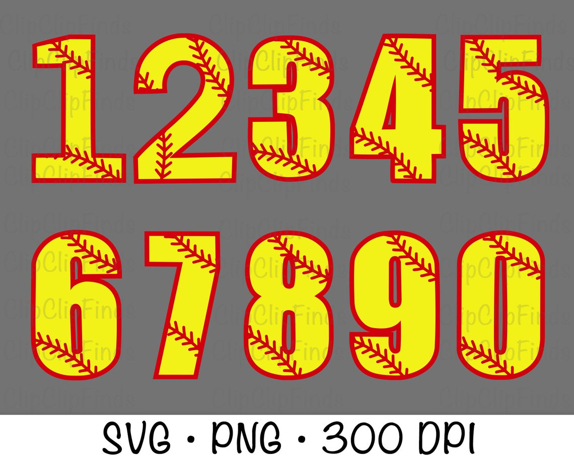 Softball Numbers SVG PNG Instant Digital Download Etsy