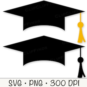Graduation Cap and Tassel SVG Vector Cut File, JPEG on White Background ...