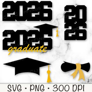 SVG de graduación 2026, birrete de graduación, diploma de graduación, adorno para pastel o cupcake, centro de mesa de graduación, descarga digital instantánea.