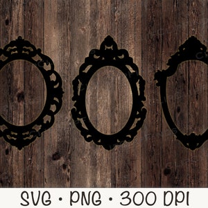 Baroque Victorian Vintage Ornate Mirror Frame Bundle, Tea Party, SVG Vector File and PNG, Transparent Background Clip Art Instant Download image 3