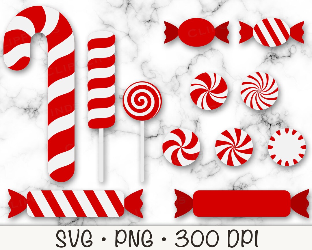 Red Christmas Candy SVG, Candy Cane PNG, Peppermint Candy SVG, Instant