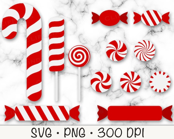 Red Christmas Candy SVG, Candy Cane PNG, Peppermint Candy SVG