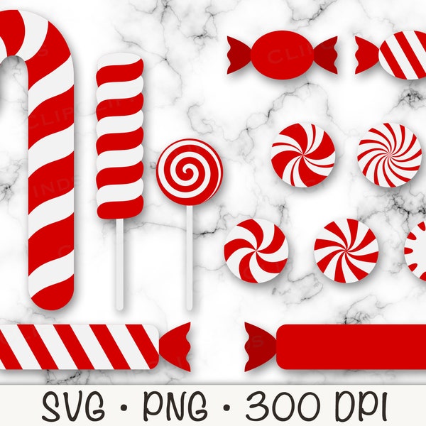 Red Christmas Candy SVG, Candy Cane PNG, Peppermint Candy SVG, Instant Digital Download