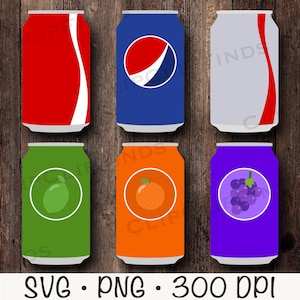 Clipart di soda, PNG di soda, SVG di soda, bevande analcoliche, bevanda estiva, soda pop, lattina di soda, bevande per feste per bambini, download digitale