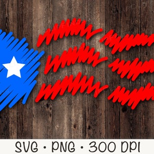 Puerto Rican Flag SVG, Illustration Drawing, Vector Cut File, PNG Transparent Background, Clip Art, Instant Digital Download Graphic