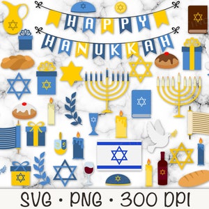Clipart de Hanoucca, Clipart de Shabbat, Happy Hanukkah, fête juive, Menorah, étoile de David, SVG, PNG, téléchargement numérique instantané